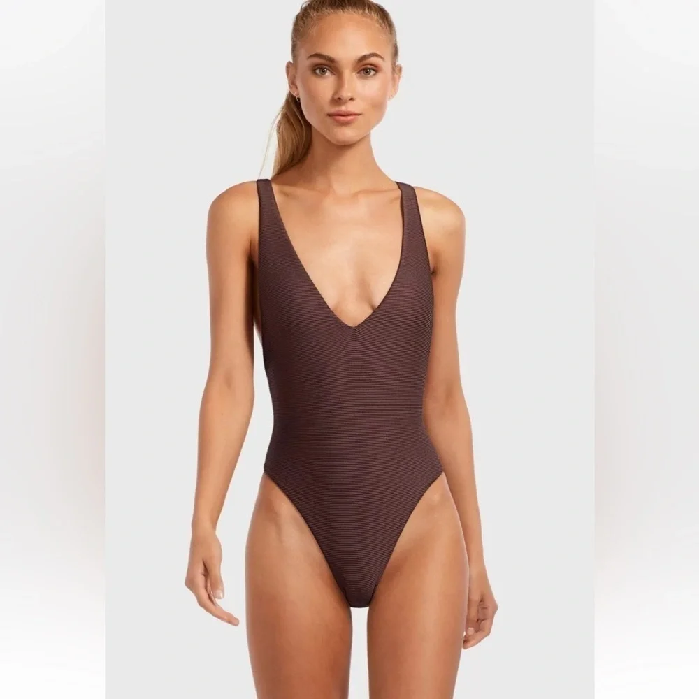 Vitamin A Brown One-Piece Swimsuit with Cross Back Straps